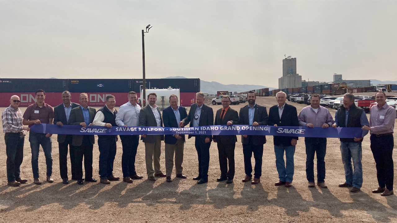 Savage on Sept. 1 celebrated the grand opening of a new terminal at UP’s Pocatello, Idaho, rail yard for transport of containerized hay and other agricultural commodities to Northwest Seaport Alliance ports in Washington state.