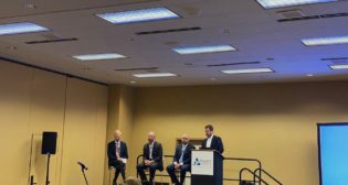 From Left to Right: David Carol, CEO, APTA; Greg Regan, TTD, AFL/CIO; Harrison M. Wadsworth, Vice President, Government Relations, AECOM; and Mike Friedberg, Partner, Holland & Knight.