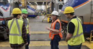 ASLRRA’s Fred Oelsner, Cameron Downs and Richard Sherman recently joined Wi-Tronix’s Chad Jasmin for a field tour of Amtrak’s Ivy City Maintenance Facility in Washington, D.C. (ASLRRA Photograph)
